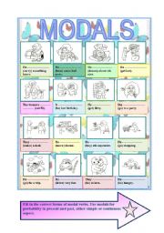 English Worksheet: Modals practice