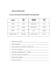 English worksheet: Likes and dislikes