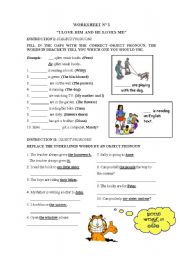 SUBJECT AND OBJECT PRONOUNS (WORKSHEET)