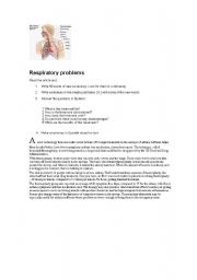 English worksheet: Respiratory problems