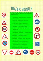 English Worksheet: TRAFFIC SIGNALS