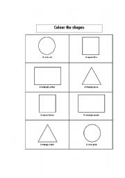 English worksheet: Shapes and colours