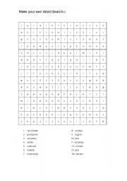 English worksheet: Make your own word search