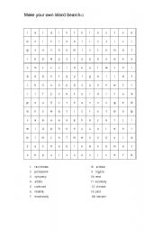 English Worksheet: Make your own word search