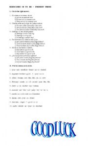 English worksheet: TO BE PRESENT TENSE