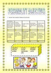 English Worksheet: PERSONALITY ADJECTIVES