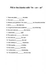 English worksheet: Prepositions