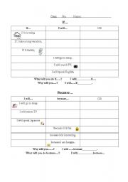 English worksheet: If..chart