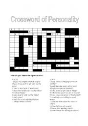 Crossword of Personality