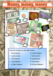 English Worksheet: A worksheet about money.