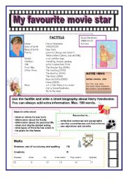 English Worksheet: A writing activity: my favourite movie star