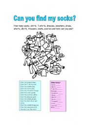 English Worksheet: Can you find my socks?