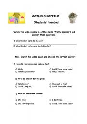 English worksheet: Listening task - Going shopping