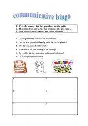 English Worksheet: communicative bingo