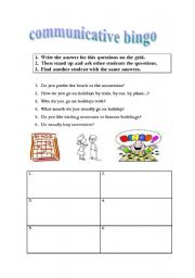 English worksheet: communicative bingo