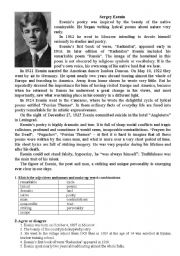 English worksheet: Sergey Esenin