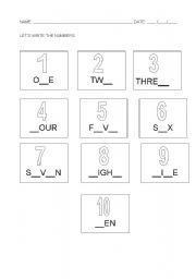 English Worksheet: Lets write the numbers