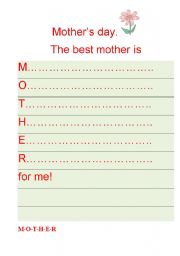 English Worksheet: mothers day