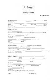 English worksheet: Midnight Bottle Colbie Caillat