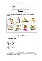 English Worksheet: Seasons and days of the week
