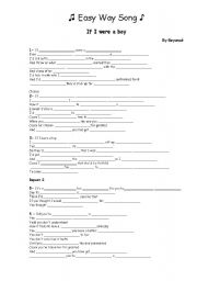 English Worksheet: If I were a boy - By Beyonc