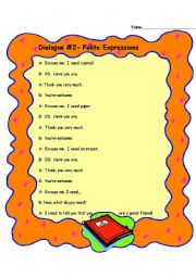 English Worksheet: Dialogue- Polite Expressions