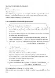 English worksheet: translation