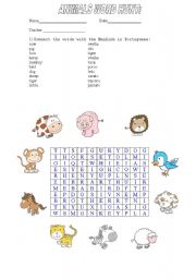 English worksheet: Animals Word Hunt