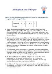 English worksheet: The happiest days of the year.