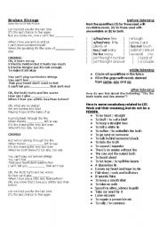 English Worksheet: Broken Strings (James Morrison and Nelly Furtado)