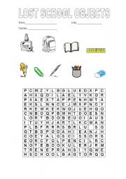 School objects Word hunt