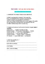 English worksheet: Past simple and continuous