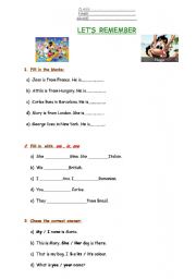 English worksheet: Lets remember  - 4th grade 
