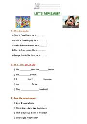 English Worksheet: Lets remember  - 4th grade 