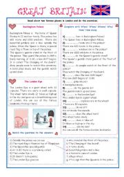 English Worksheet: ENGLISH-SPEAKING COUNTRY (7) - EXERCISES/GREAT BRITAIN