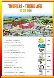 English Worksheet: THERE IS - THERE ARE ON THE FARM