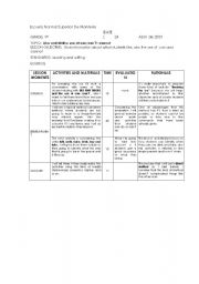 English worksheet: lesson plan 