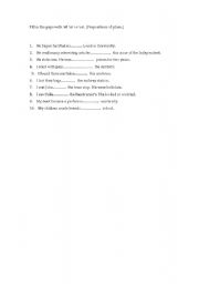 English worksheet: prepositions