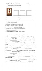 English Worksheet: Simple Present - Present Continuous Test
