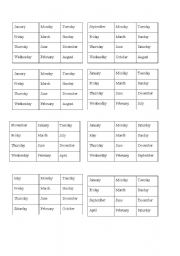 English Worksheet: BINGO Days