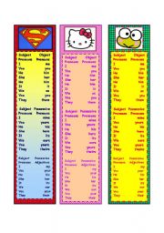 Pronouns and Possessives Bookmarks