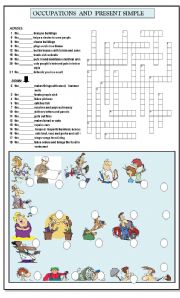 English Worksheet: OCCUPATIONS AND PRESENT SIMPLE