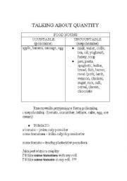 English worksheet: Talking about quantity