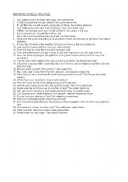 English Worksheet: Reporting statements,questions and commands