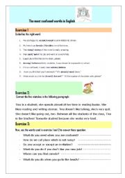 English Worksheet:  most confused words in English 