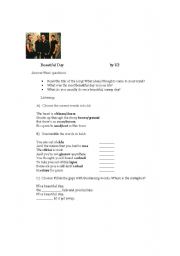 English Worksheet: Beautiful day by U2