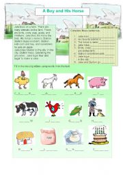 English Worksheet: A Boy and His Horse - Reading and Vocabulary