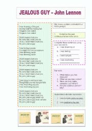 English Worksheet: Jealous Guy - John Lennon