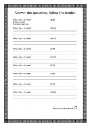 English worksheet: Telling the time Exercise