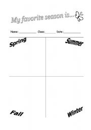 English worksheet: cut & paste activity for seasons